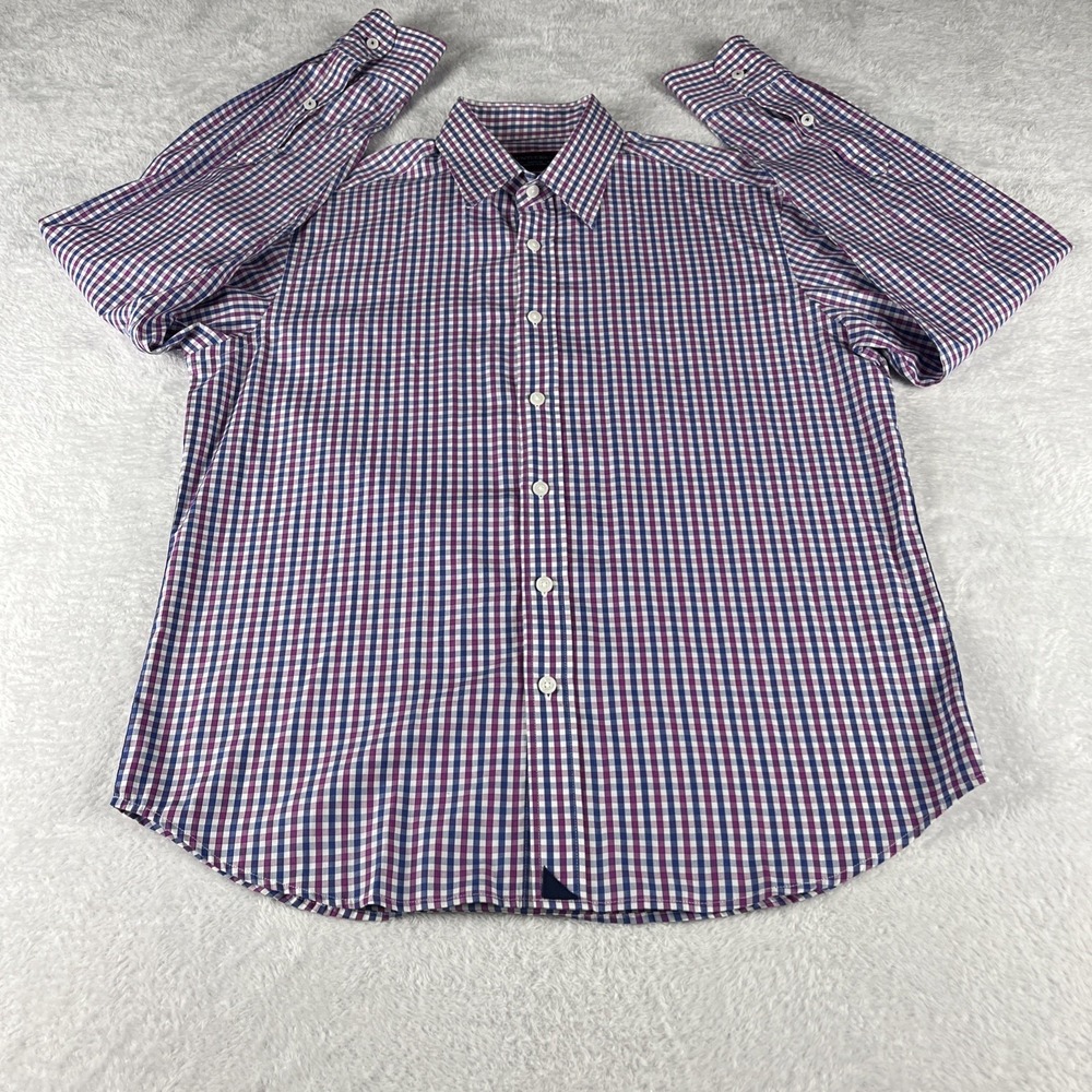 UNTUCKit Mens Sz Medium Long Sleeve Button Down Shirt Lavender Plaid 100% Cotton